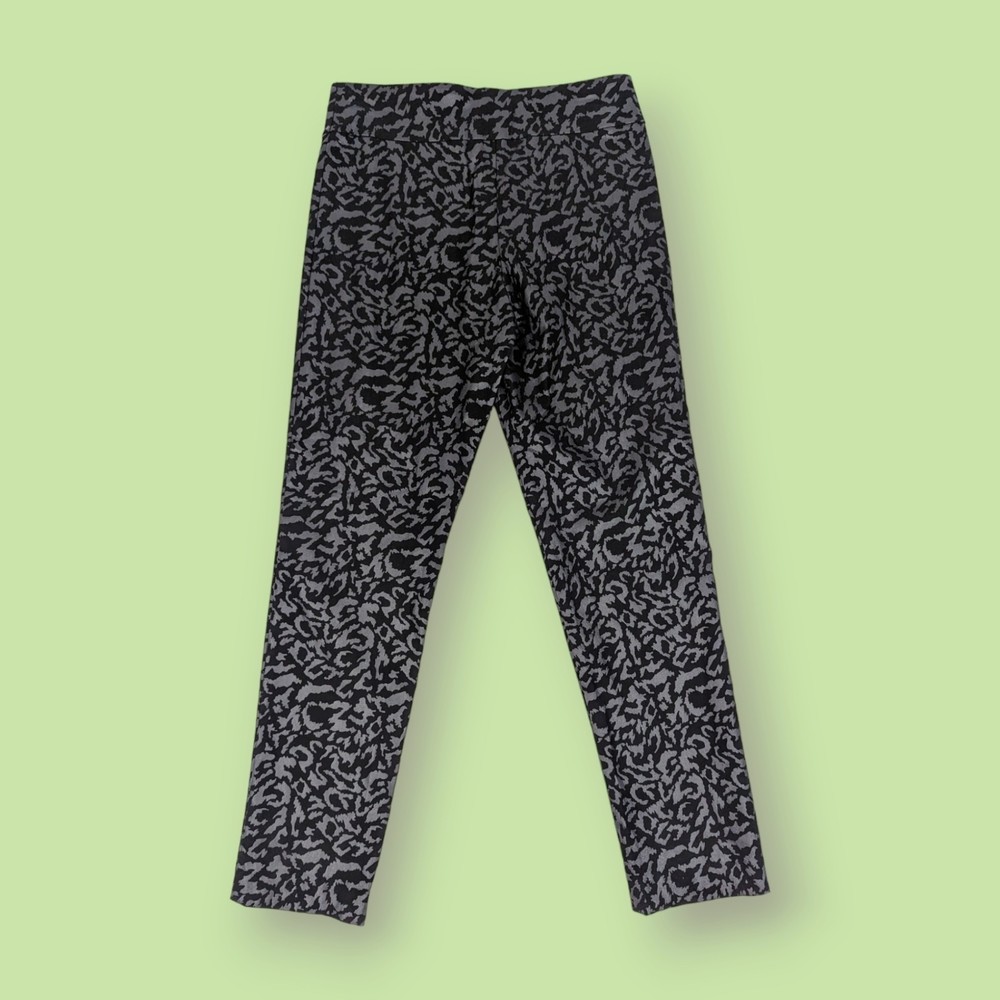 Krazy Larry Pants Women’s 6 Pull-On Black Silver Metallic animal print